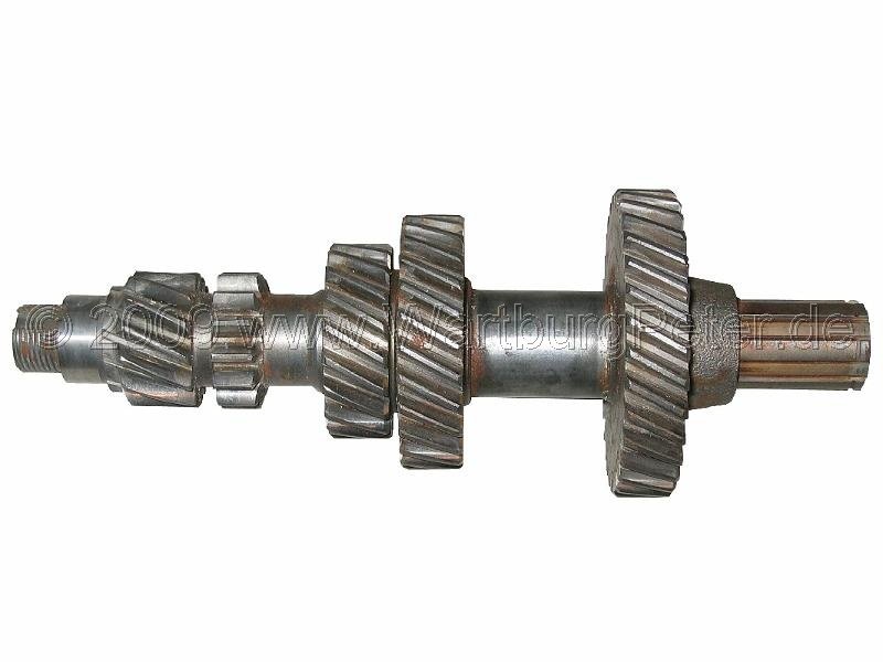 20041017_img_1927.jpg - 4-Gang-Getriebe 353 und 353WAntriebswelle hinten mit Zahnrädern für 1. gang, Rückwärtsgang, 2. gang, 3. Gang und 4. Gang (v.l.n.r.)